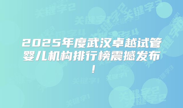 2025年度武汉卓越试管婴儿机构排行榜震撼发布！