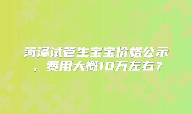 菏泽试管生宝宝价格公示,费用大概10万左右?