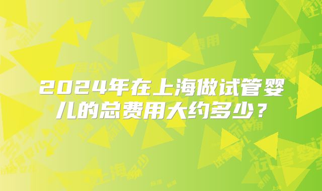 2024年在上海做试管婴儿的总费用大约多少？
