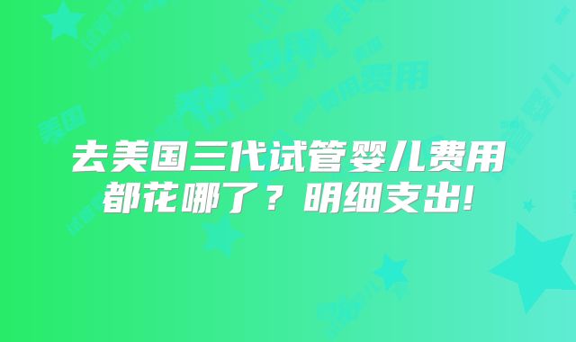 去美国三代试管婴儿费用都花哪了？明细支出!
