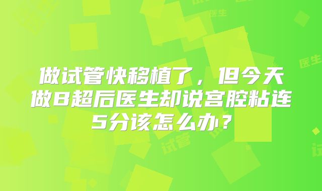 做试管快移植了，但今天做B超后医生却说宫腔粘连5分该怎么办？