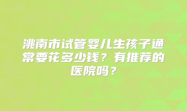 洮南市试管婴儿生孩子通常要花多少钱？有推荐的医院吗？
