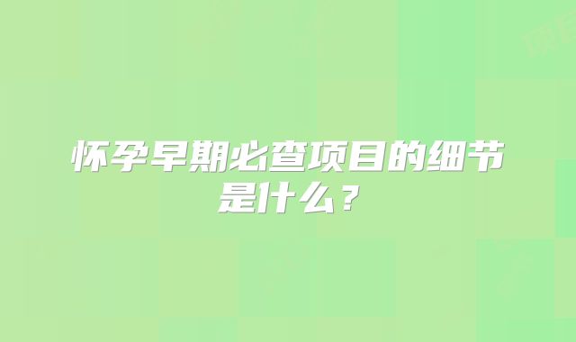 怀孕早期必查项目的细节是什么？