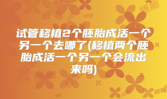 试管移植2个胚胎成活一个另一个去哪了(移植两个胚胎成活一个另一个会流出来吗)