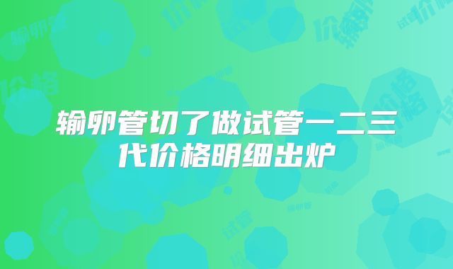 输卵管切了做试管一二三代价格明细出炉