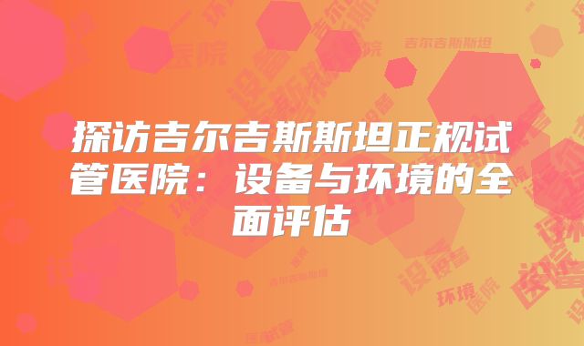 探访吉尔吉斯斯坦正规试管医院:设备与环境的全面评估