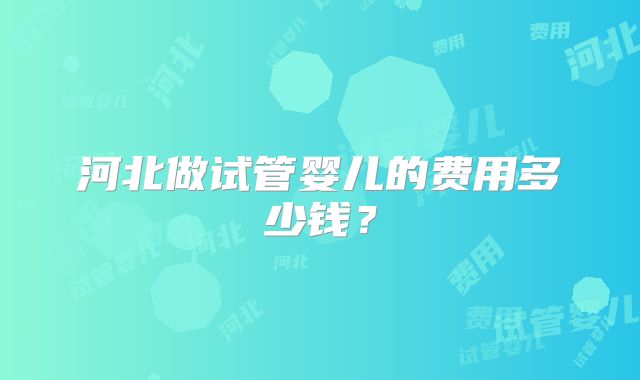 河北做试管婴儿的费用多少钱？