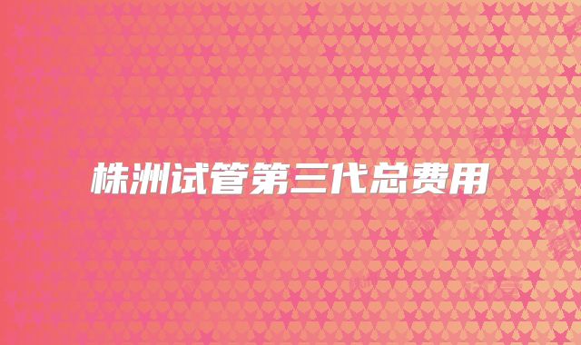 株洲试管第三代总费用