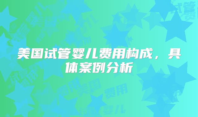 美国试管婴儿费用构成，具体案例分析