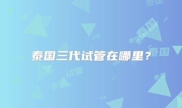 泰国三代试管在哪里？