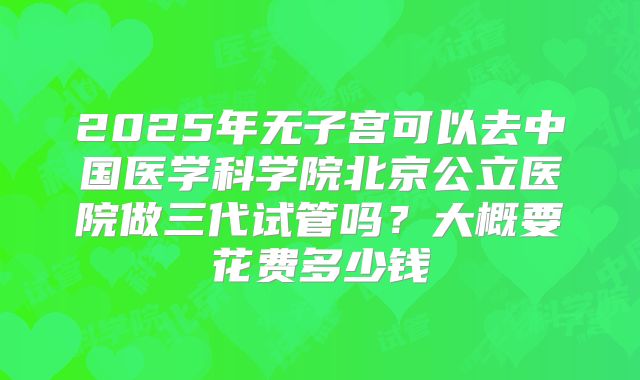 2025年无子宫可以去中国医学科学院北京公立医院做三代试管吗?大概要花费多少钱