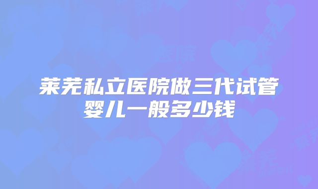 莱芜私立医院做三代试管婴儿一般多少钱