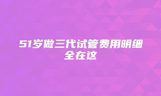 51岁做三代试管费用明细全在这