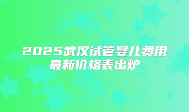 2025武汉试管婴儿费用最新价格表出炉