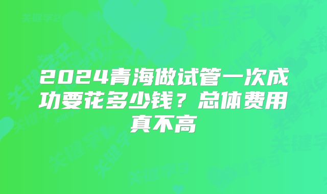 2024青海做试管一次成功要花多少钱？总体费用真不高