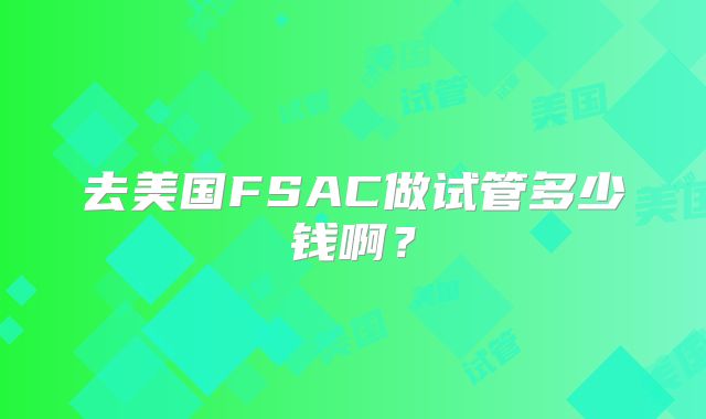 去美国FSAC做试管多少钱啊?