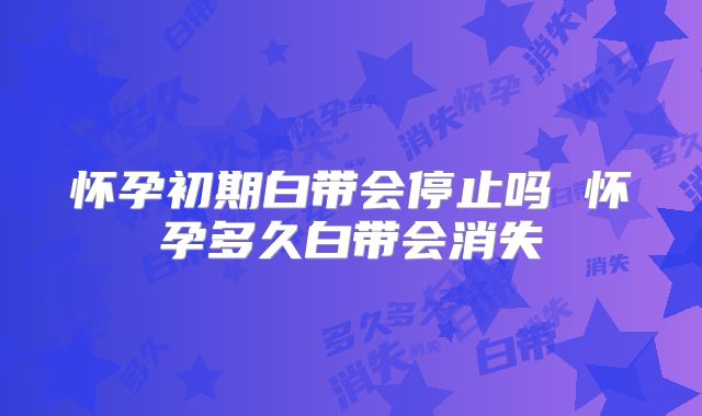 怀孕初期白带会停止吗 怀孕多久白带会消失