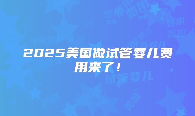 2025美国做试管婴儿费用来了！