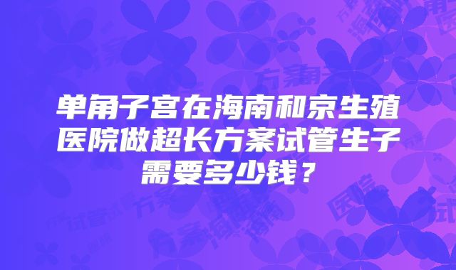 单角子宫在海南和京生殖医院做超长方案试管生子需要多少钱？