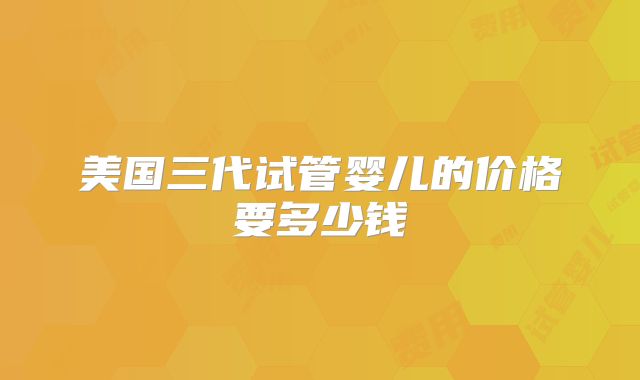 美国三代试管婴儿的价格要多少钱