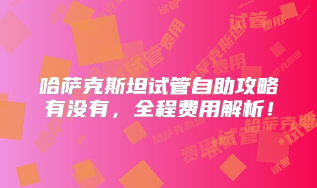 哈萨克斯坦试管自助攻略有没有，全程费用解析！
