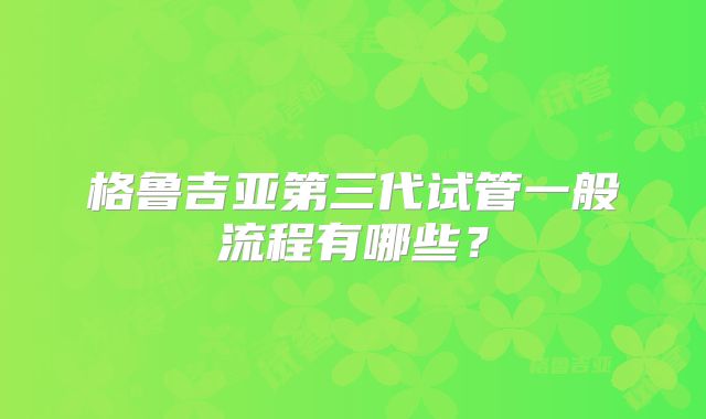 格鲁吉亚第三代试管一般流程有哪些？
