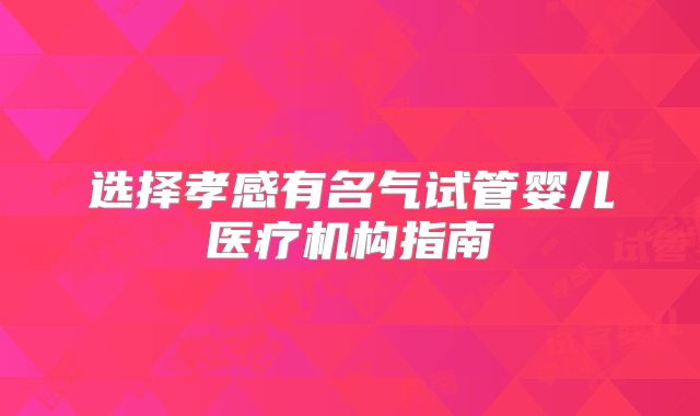 选择孝感有名气试管婴儿医疗机构指南