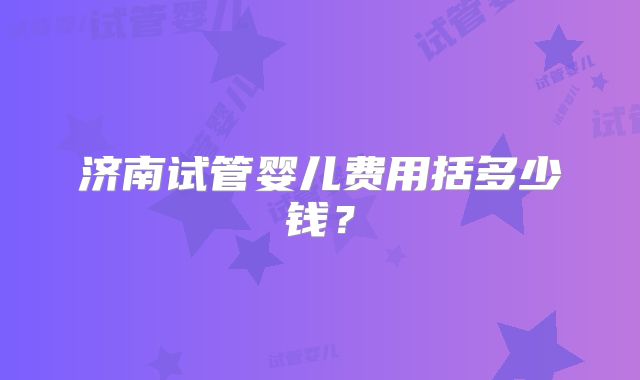 济南试管婴儿费用括多少钱？