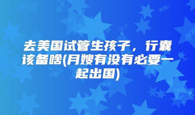 去美国试管生孩子,行囊该备啥(月嫂有没有必要一起出国)