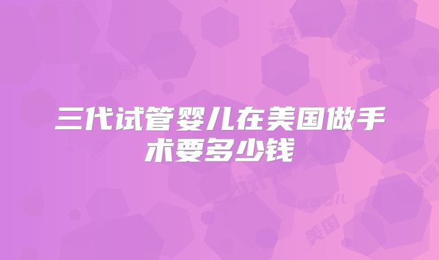 三代试管婴儿在美国做手术要多少钱