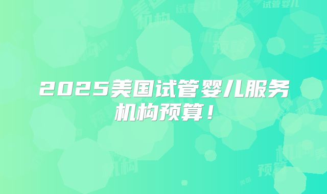 2025美国试管婴儿服务机构预算!