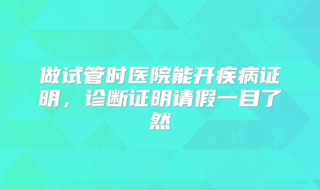 做试管时医院能开疾病证明，诊断证明请假一目了然