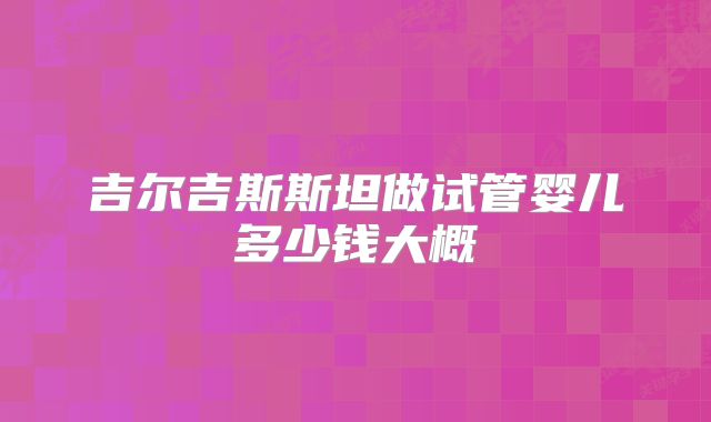 吉尔吉斯斯坦做试管婴儿多少钱大概