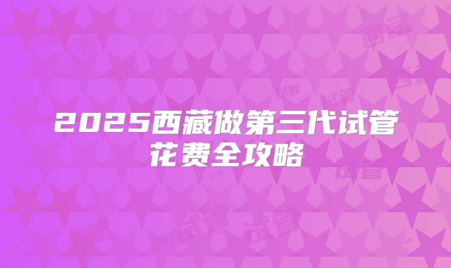 2025西藏做第三代试管花费全攻略