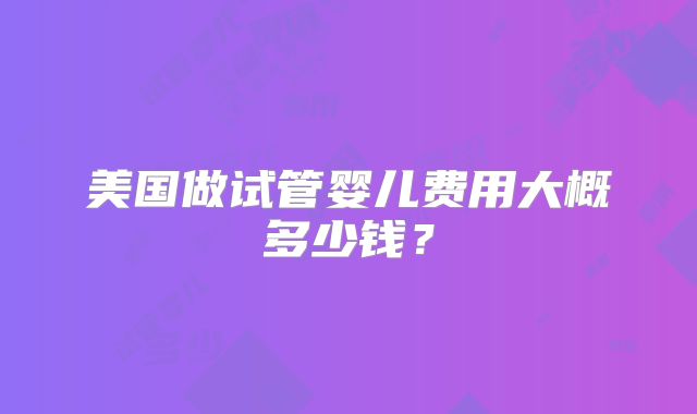 美国做试管婴儿费用大概多少钱？