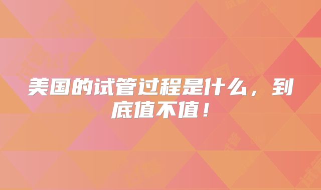 美国的试管过程是什么，到底值不值！