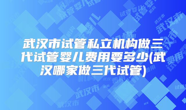 武汉市试管私立机构做三代试管婴儿费用要多少(武汉哪家做三代试管)