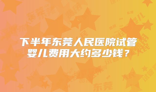 下半年东莞人民医院试管婴儿费用大约多少钱？