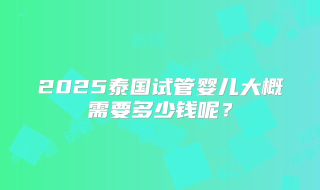 2025泰国试管婴儿大概需要多少钱呢？