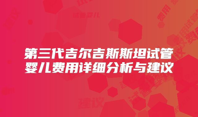第三代吉尔吉斯斯坦试管婴儿费用详细分析与建议