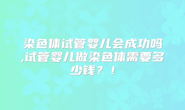 染色体试管婴儿会成功吗,试管婴儿做染色体需要多少钱？！