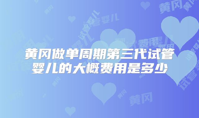 黄冈做单周期第三代试管婴儿的大概费用是多少