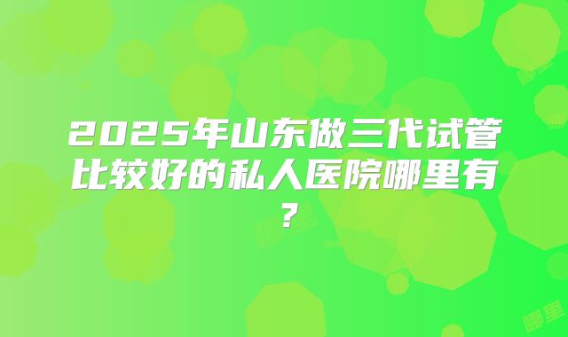 2025年山东做三代试管比较好的私人医院哪里有？