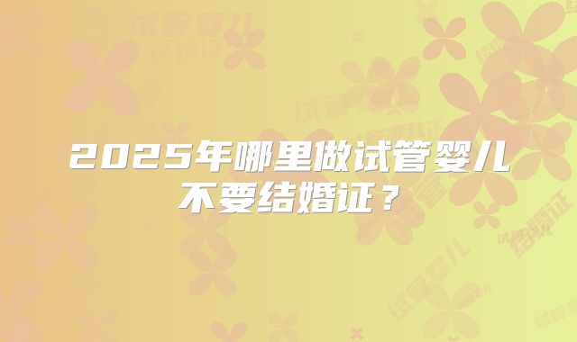 2025年哪里做试管婴儿不要结婚证？