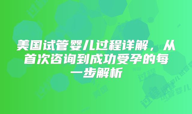 美国试管婴儿过程详解，从首次咨询到成功受孕的每一步解析