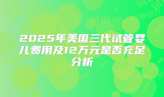 2025年美国三代试管婴儿费用及12万元是否充足分析