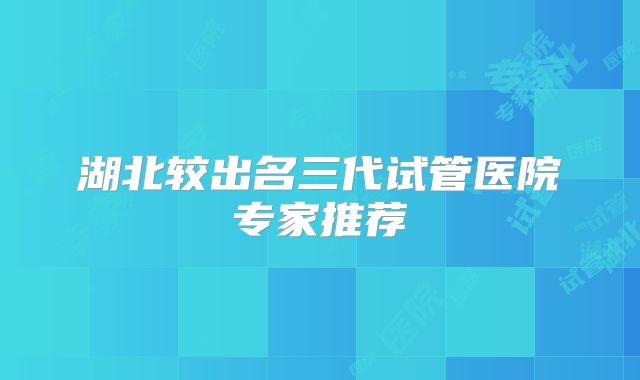 湖北较出名三代试管医院专家推荐