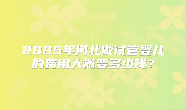 2025年河北做试管婴儿的费用大概要多少钱？