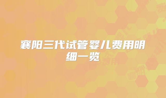 襄阳三代试管婴儿费用明细一览