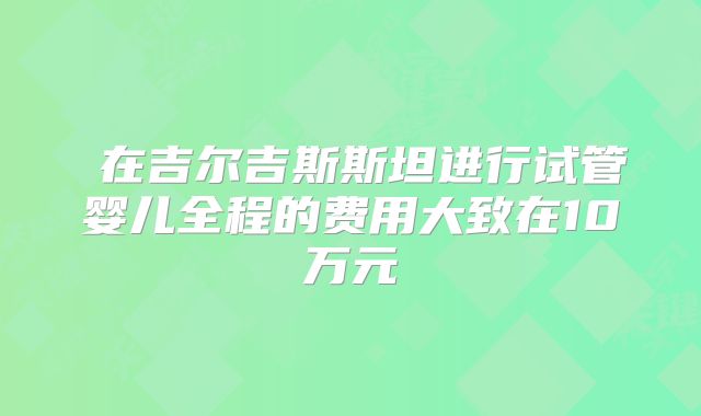 ‌在吉尔吉斯斯坦进行试管婴儿全程的费用大致在10万元